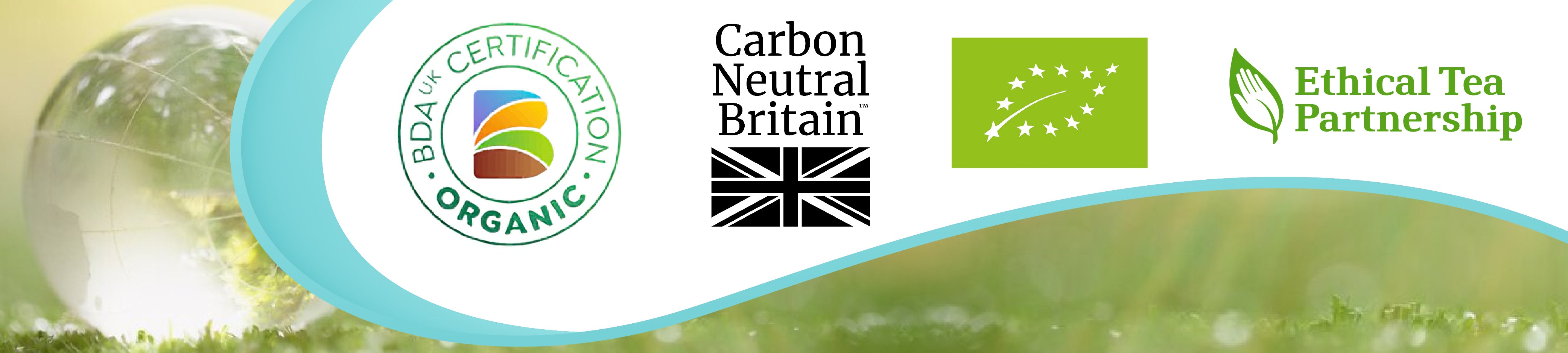 Logo of Ethical and Responsible Tea Business: a vibrant emblem combining green and blue hues, symbolising unity and harmony in the tea industry.