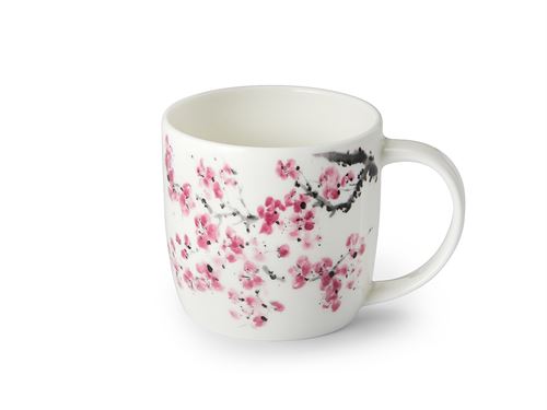 Watercolour cherry blossom branch detail on Sakura Blossom Mug.