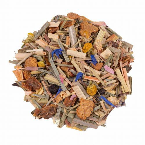 Organic Summer Romance loose leaf herbal tea with lemongrass, rose petals, and camomile - Finest Organic Tea Company